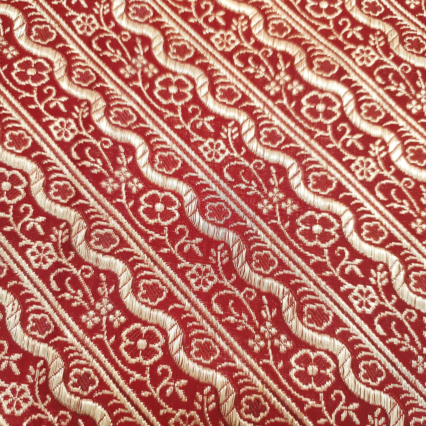 Sushila Vtg Maroon Heavy Saree Satin Silk Banarasi Brocade Wedding Sari Fabric