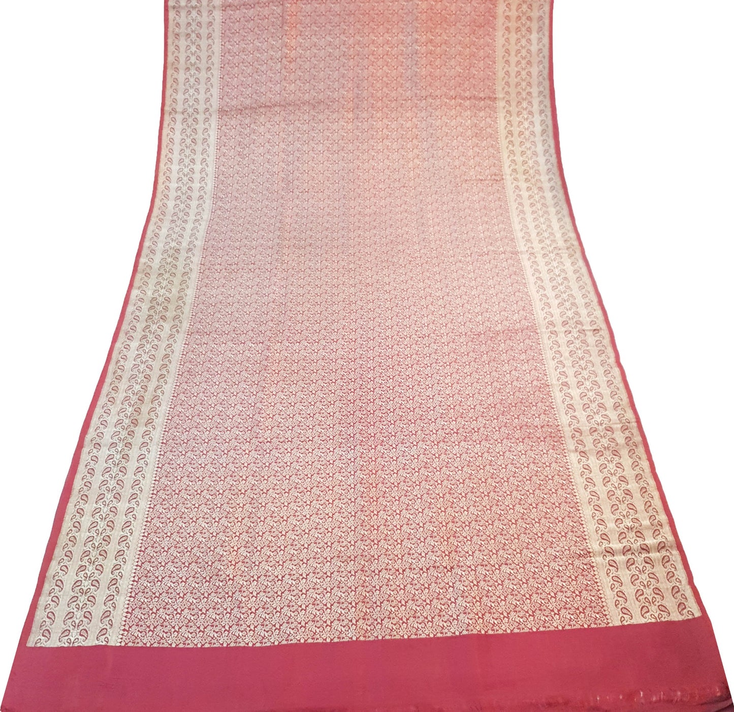 Sushila Vintage Maroon Heavy Saree Pure Satin Silk Banarasi Brocade Sari Fabric