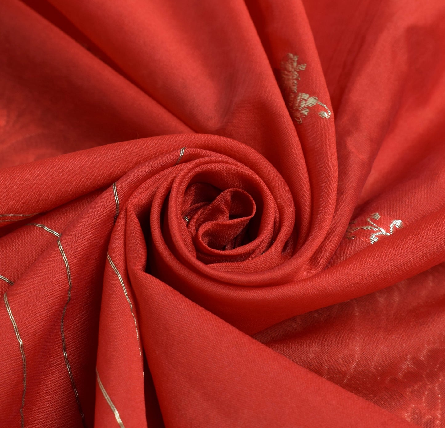 Sushila Vintage Red Wedding Saree Art Silk Banarasi Brocade Woven Sari Fabric