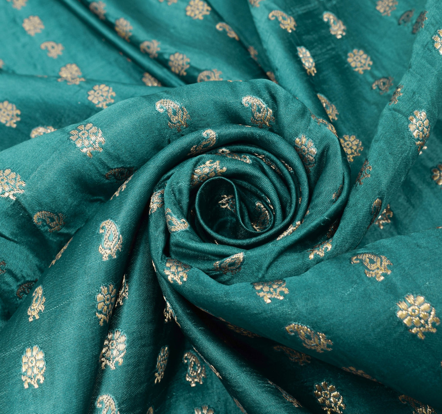 Sushila Vintage Heavy Saree Pure Satin Silk Banarasi Brocade Teal Green Sari