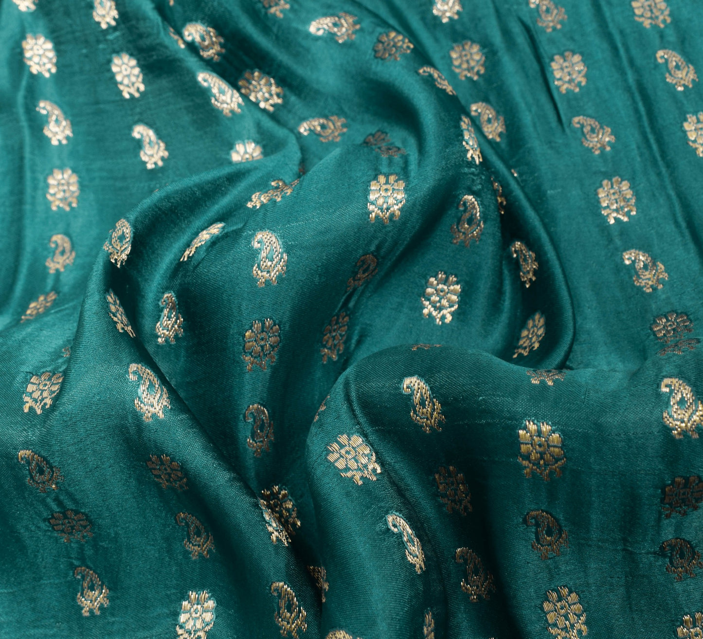 Sushila Vintage Heavy Saree Pure Satin Silk Banarasi Brocade Teal Green Sari