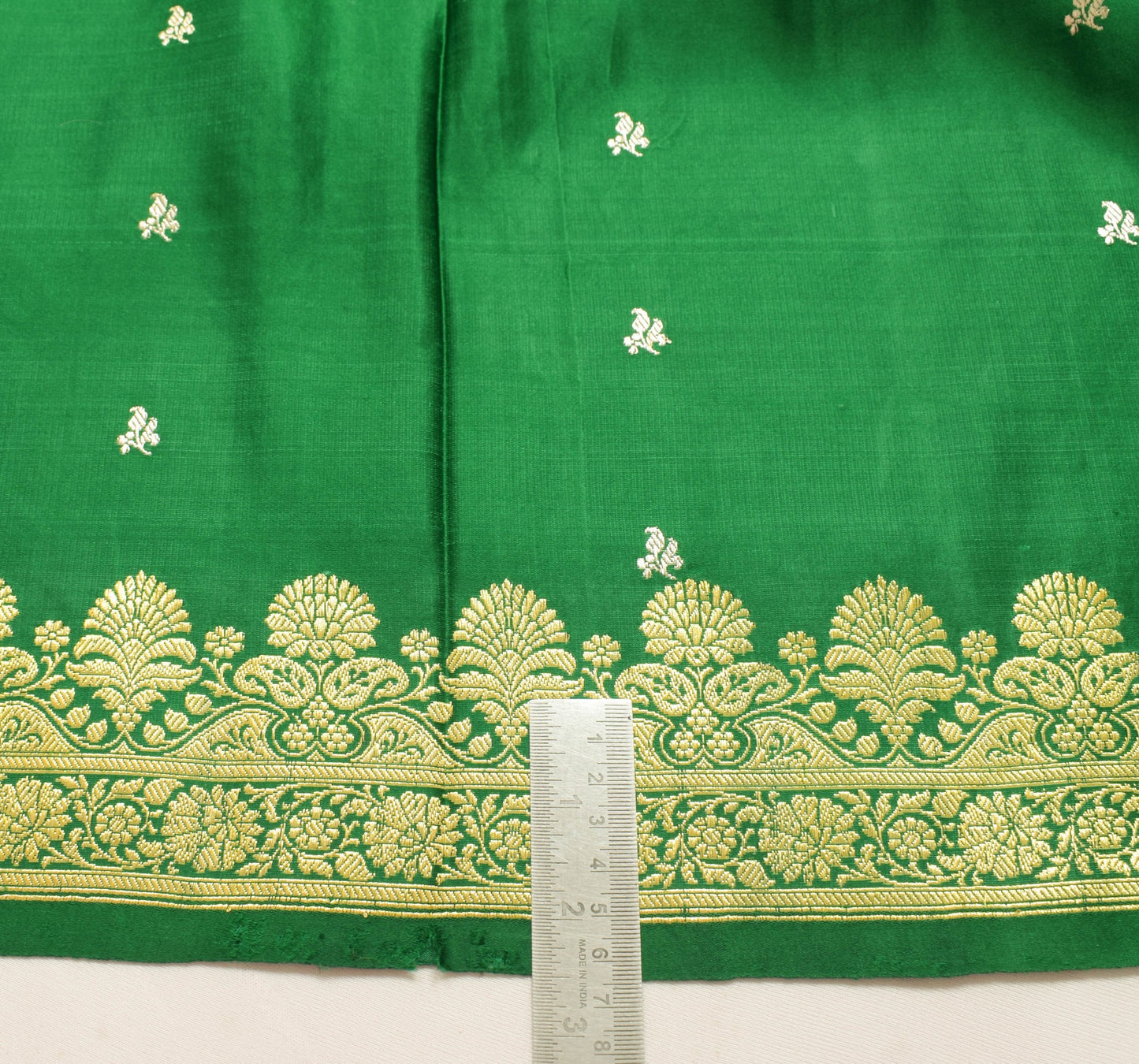 Sushila Vintage Heavy Saree Pure Satin Silk Banarasi Brocade Woven Green Fabric