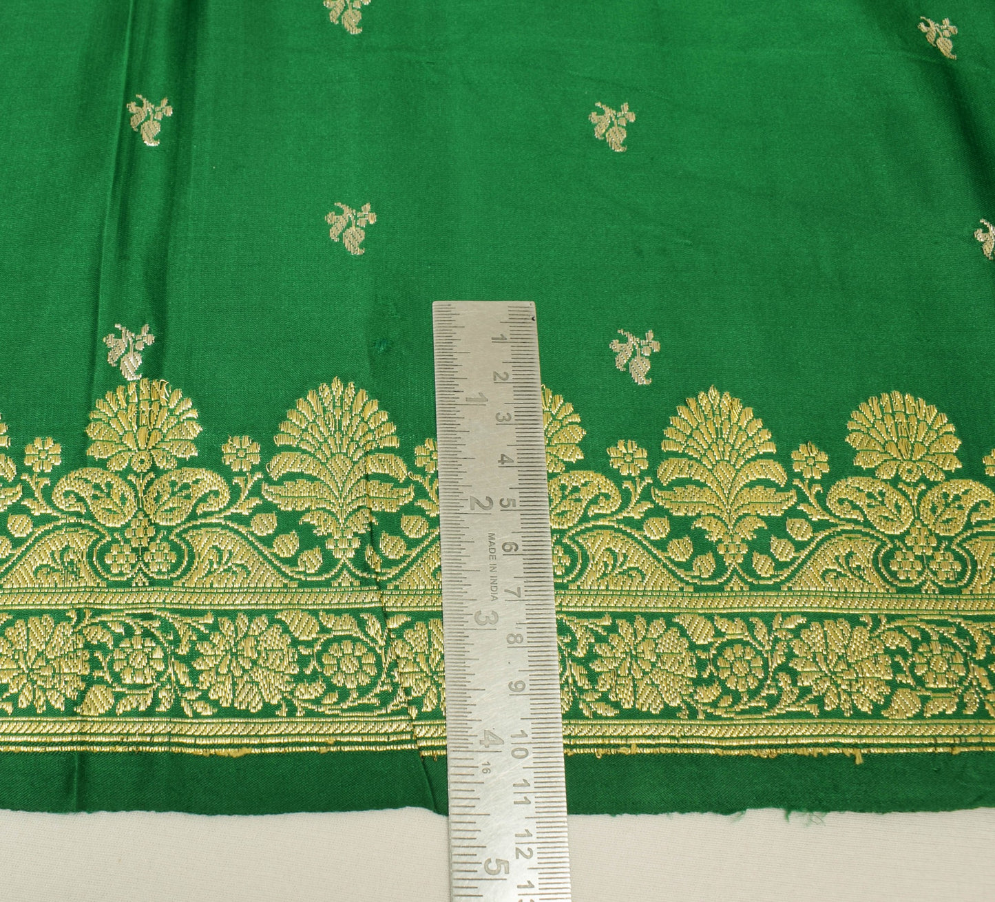 Sushila Vintage Heavy Saree Pure Satin Silk Banarasi Brocade Woven Green Fabric