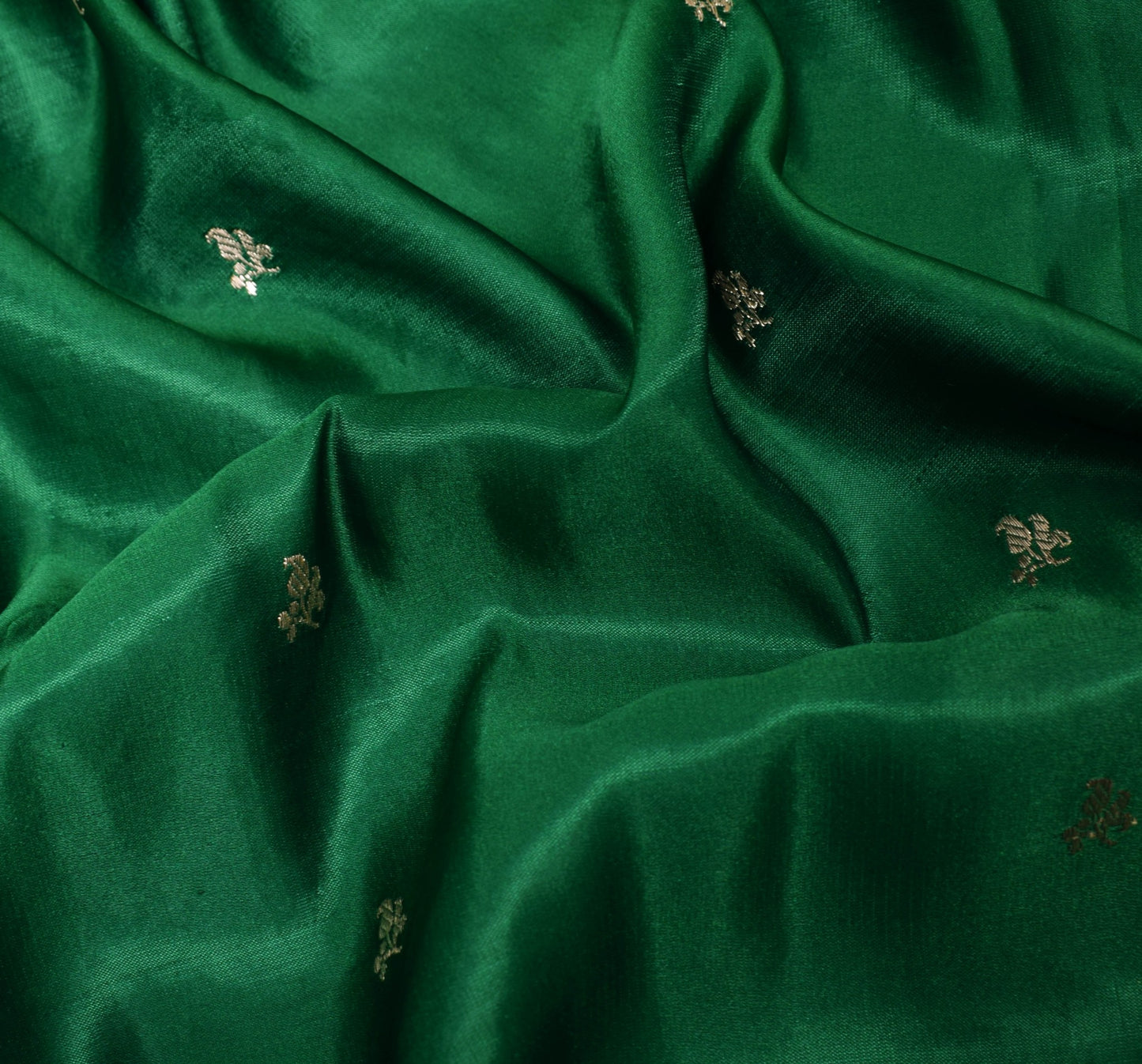 Sushila Vintage Heavy Saree Pure Satin Silk Banarasi Brocade Woven Green Fabric