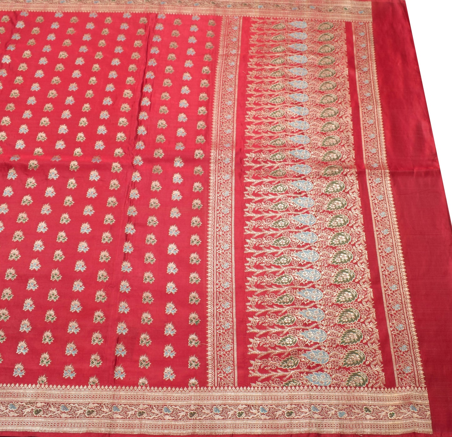 Sushila Vintage Heavy Maroon Saree Pure Satin Silk Banarasi Woven Sari Fabric