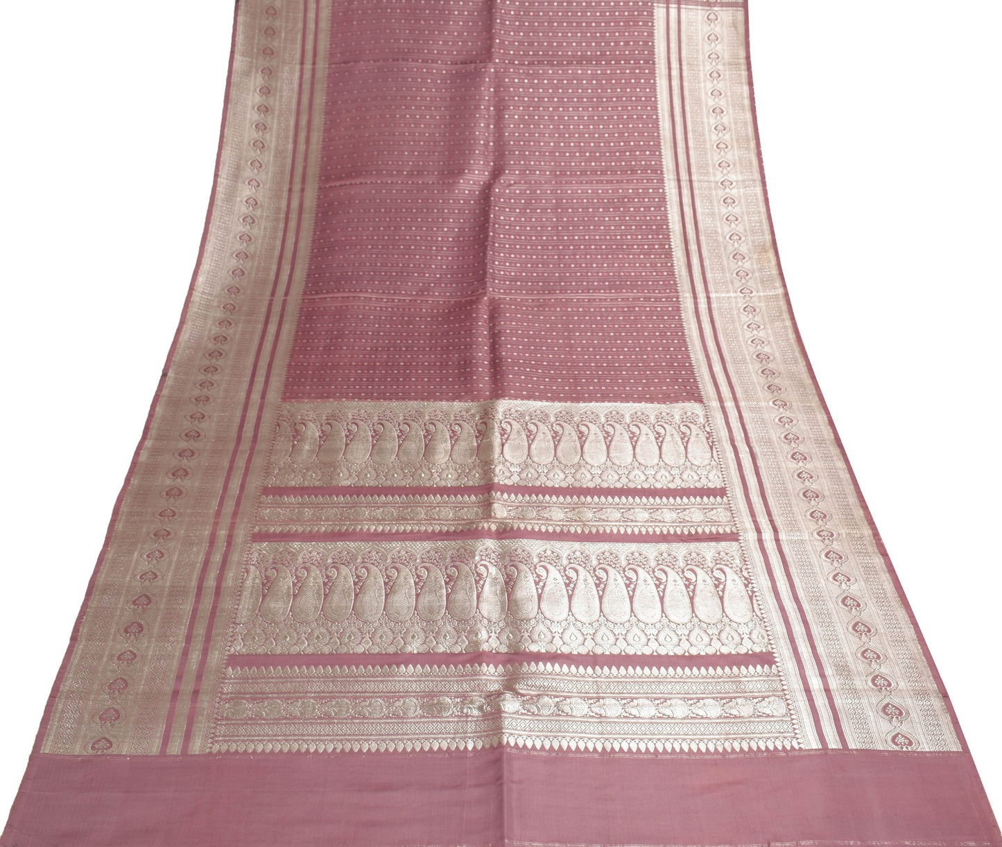 Sushila Vintage Heavy Banarasi Sari Traditional Mauve Satin Silk Zari WovenSaree