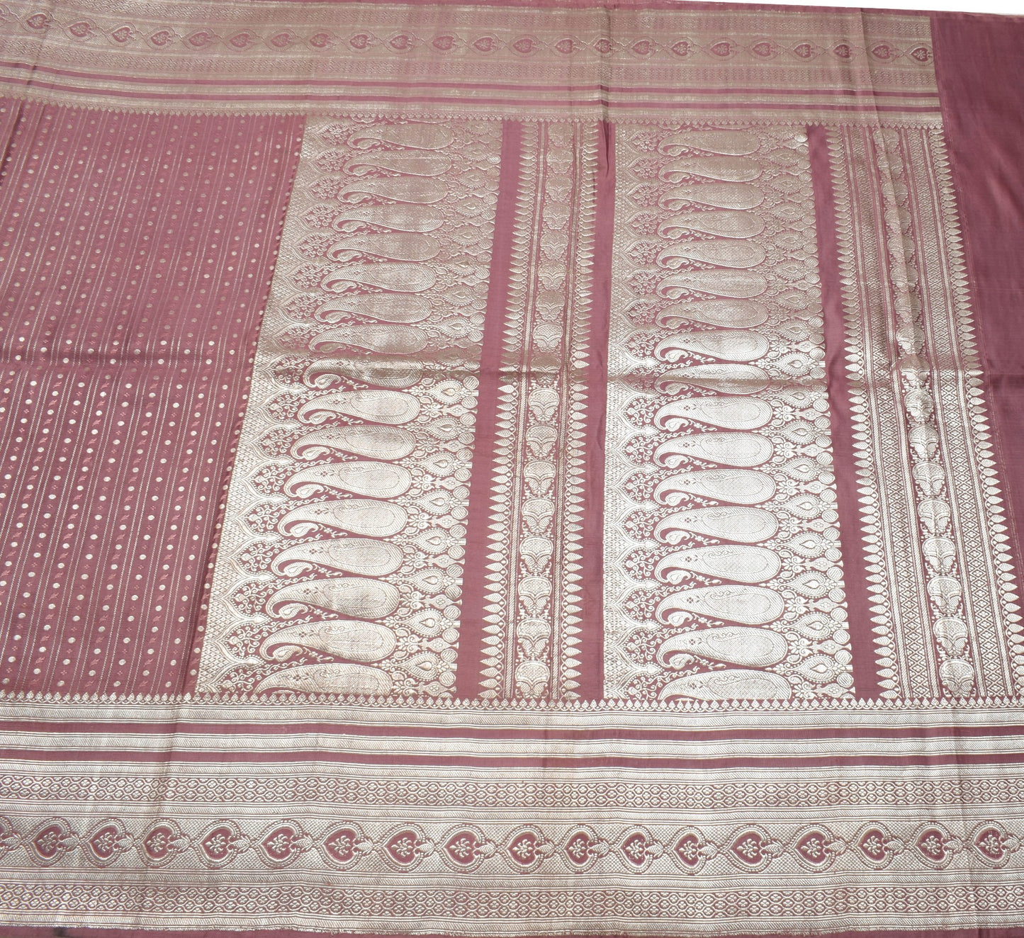 Sushila Vintage Heavy Banarasi Sari Traditional Mauve Satin Silk Zari WovenSaree