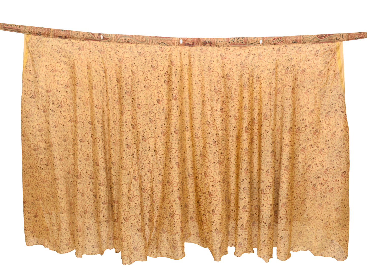 Sushila Vintage Beige Silk Saree Magic Wrap Reversible Skirt Beach Dress Boho