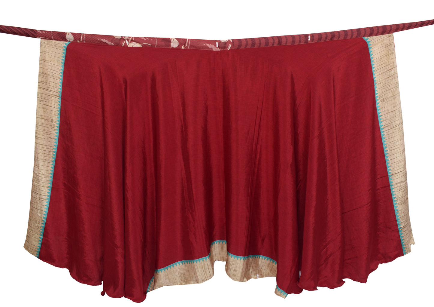 Sushila Vintage Silk Saree Magic Wrap Reversible Skirt Maroon Beach Dress Boho