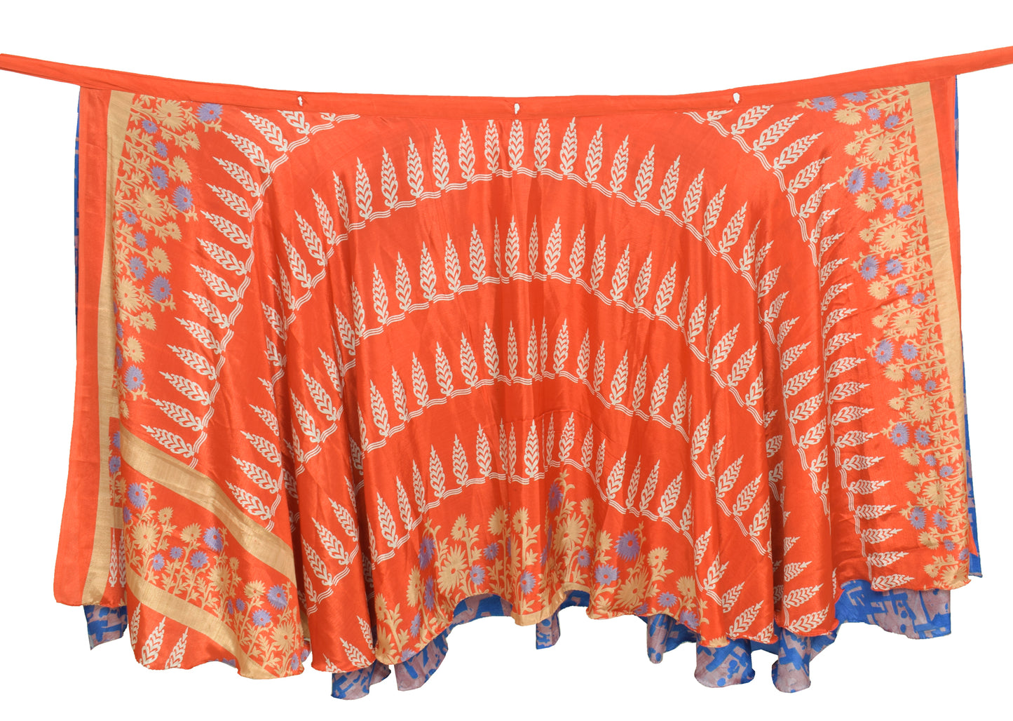 Sushila Vintage Orange Silk Saree Magic Wrap Reversible Skirt Beach Dress Boho