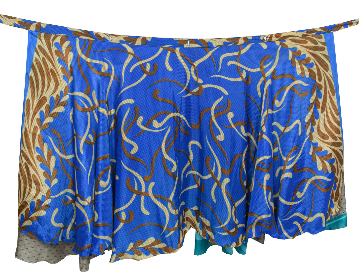 Sushila Vintage Blue Silk Saree Magic Wrap Reversible Skirt Beach Dress Hippie