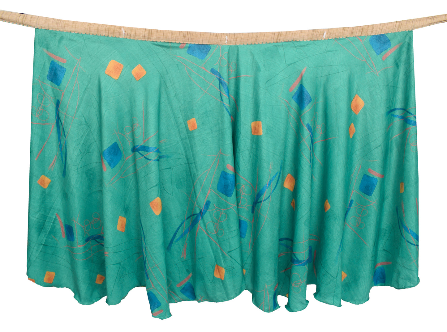 Sushila Vintage Teal Green Silk Saree Magic Wrap Reversible Skirt Beach Dress