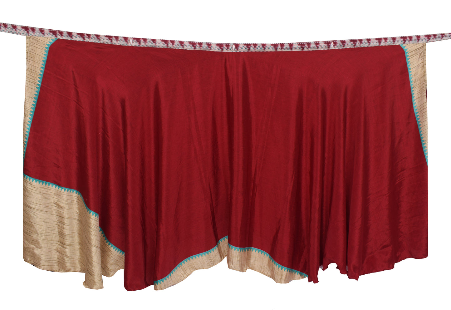 Sushila Vintage Maroon Silk Saree Magic Wrap Reversible Skirt Beach Dress Boho