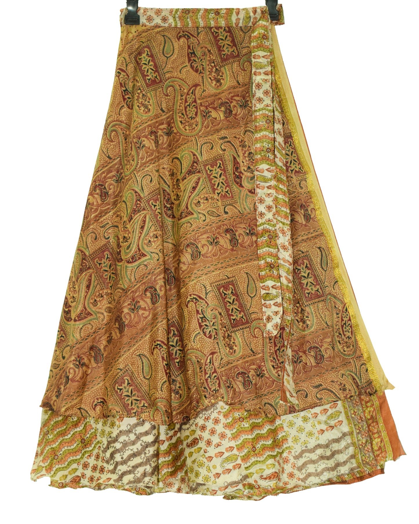 Sushila Vintage Brown Silk Saree Magic Wrap Reversible Skirt Beach Dress Hippie