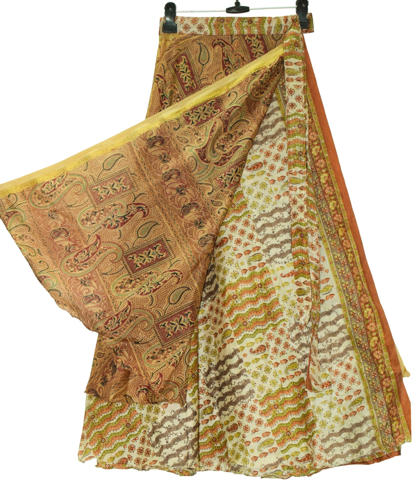 Sushila Vintage Brown Silk Saree Magic Wrap Reversible Skirt Beach Dress Hippie