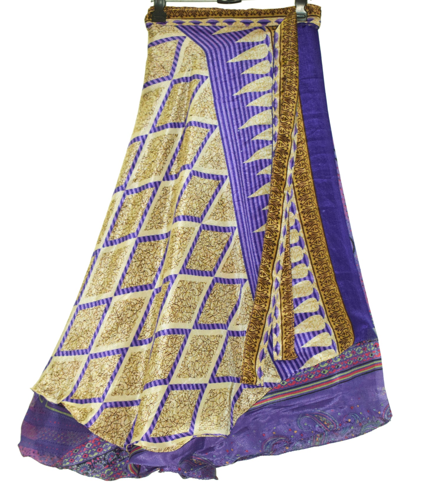 Sushila Vintage Silk Saree Magic Wrap Reversible Skirt Beach Dress Purple Hippie