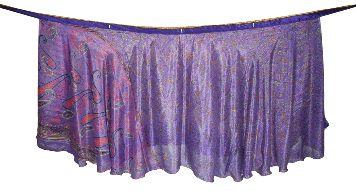 Sushila Vintage Silk Saree Magic Wrap Reversible Skirt Beach Dress Purple Hippie