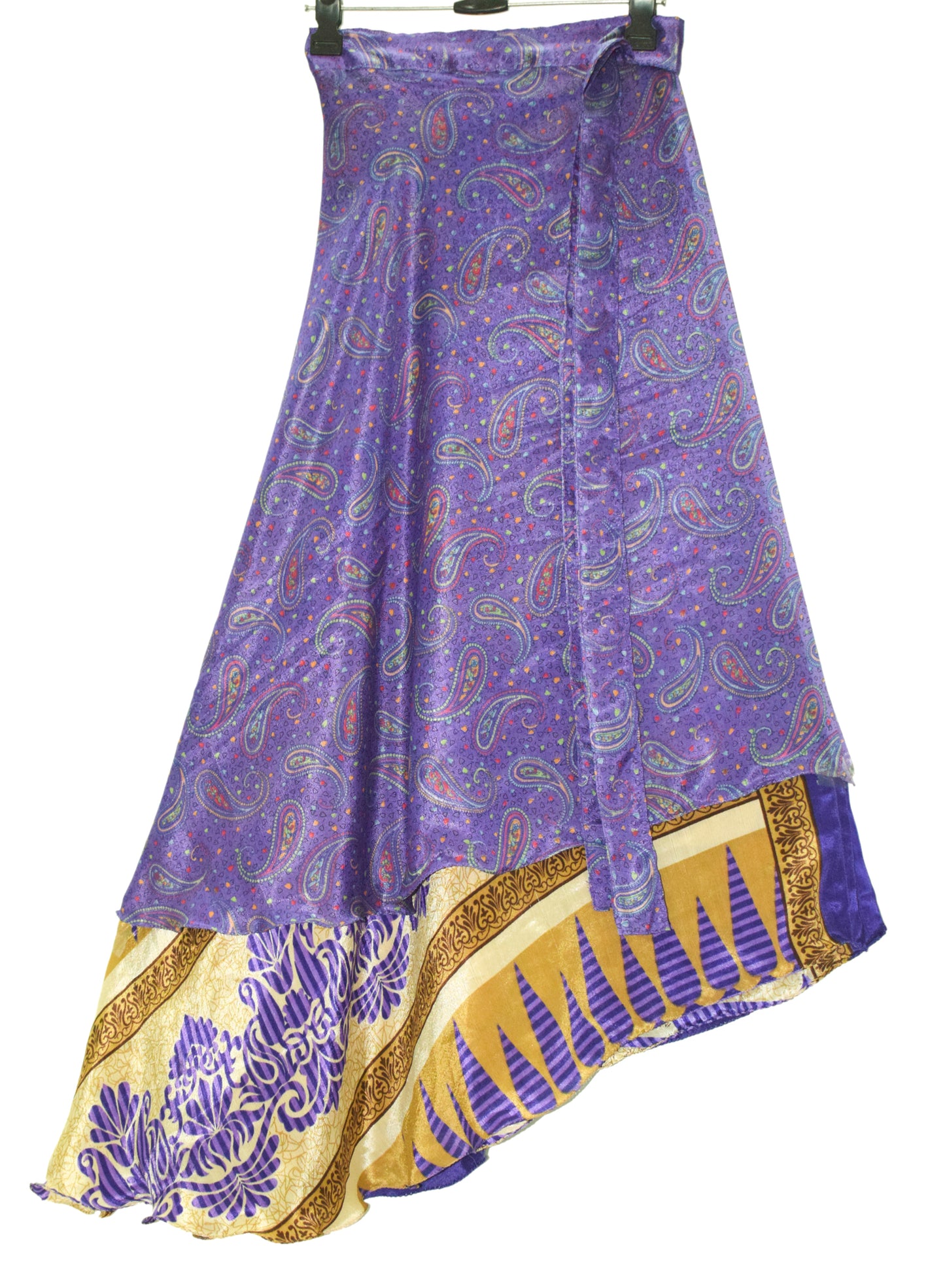 Sushila Vintage Purple Silk Saree Magic Wrap Reversible Skirt Beach Dress Boho