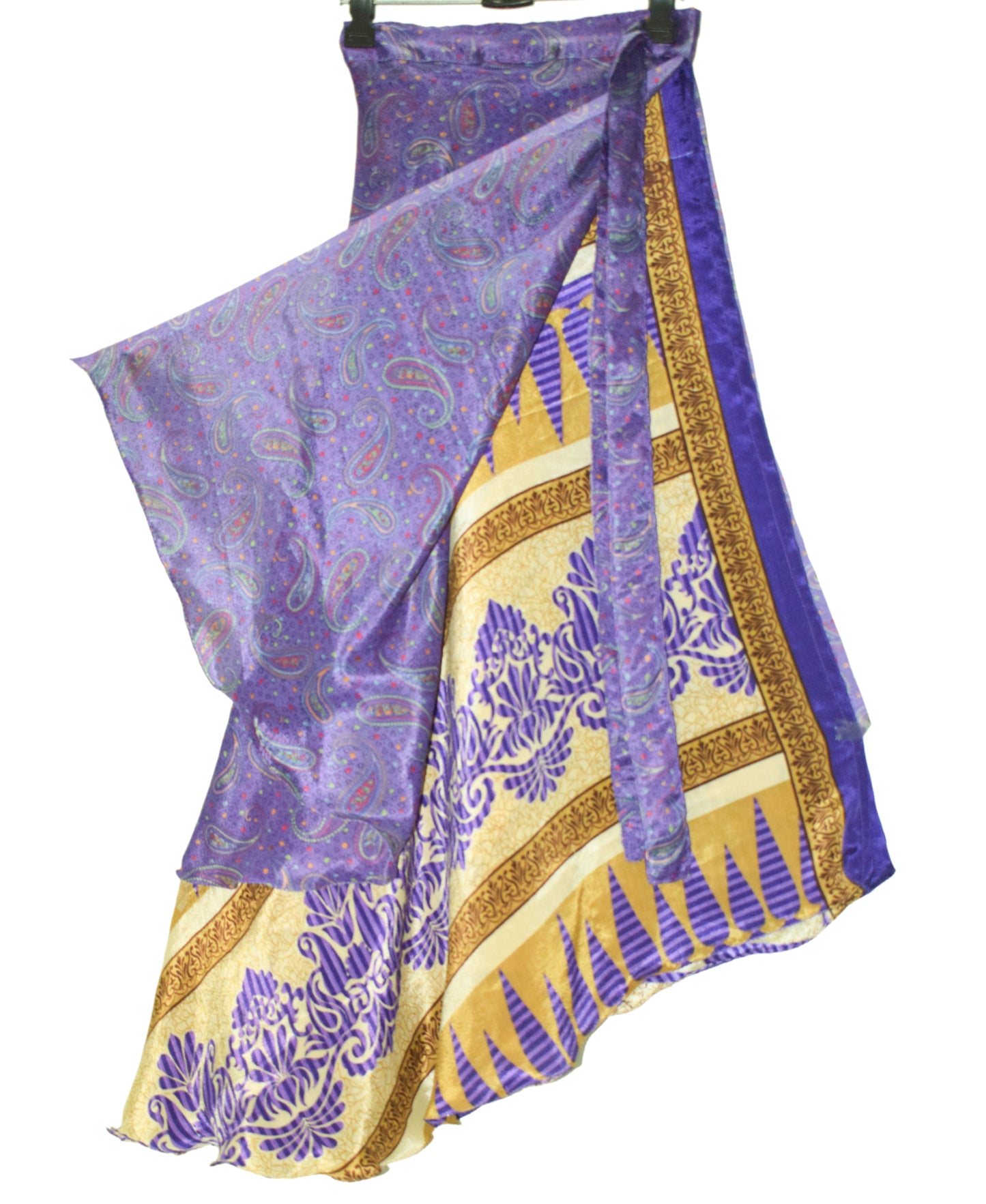 Sushila Vintage Purple Silk Saree Magic Wrap Reversible Skirt Beach Dress Boho