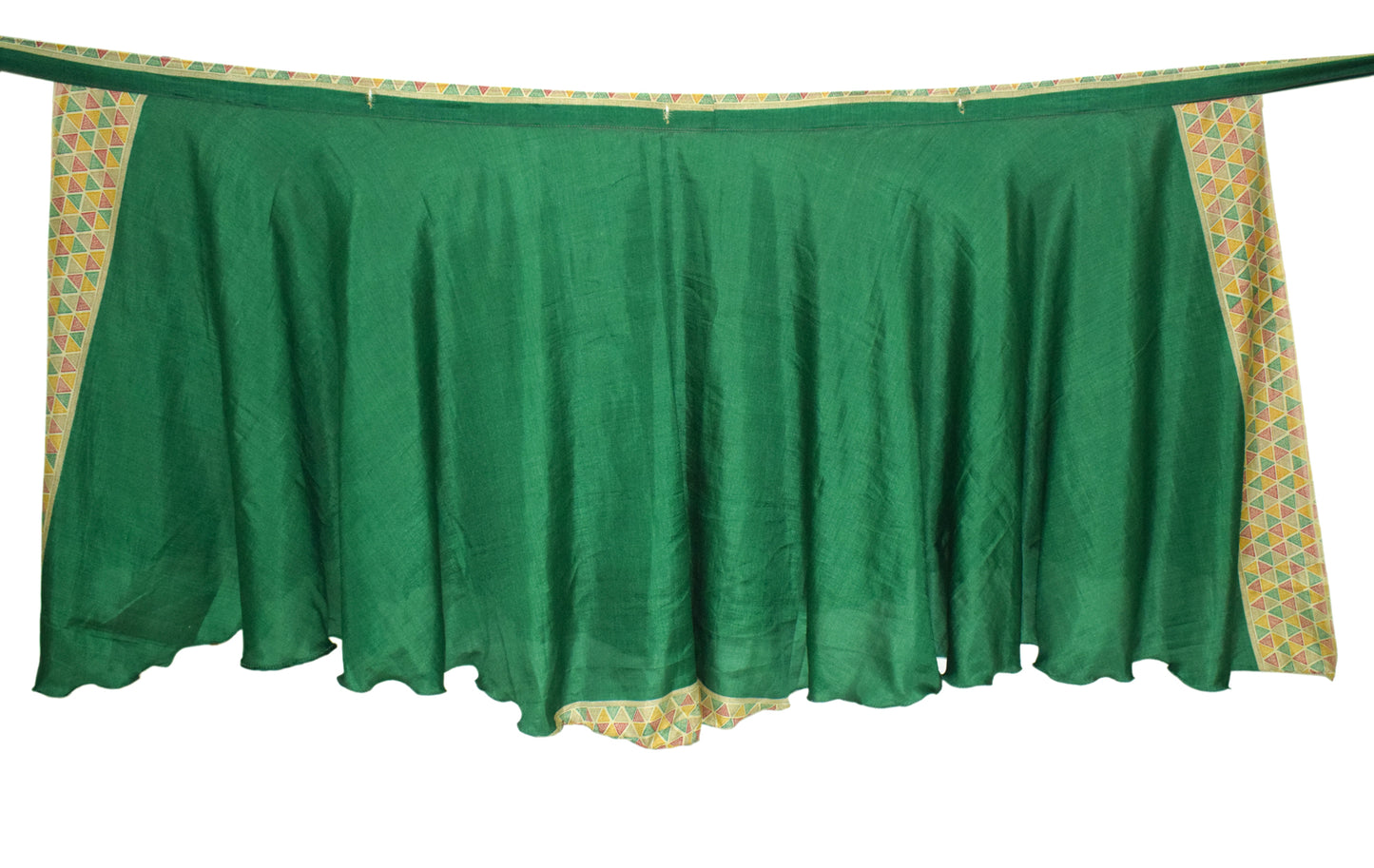 Sushila Vintage Green Silk Saree Magic Wrap Reversible Skirt Beach Dress Hippie