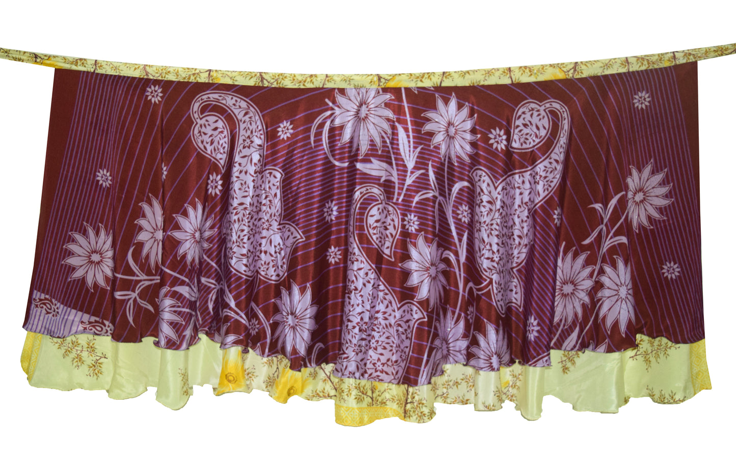 Sushila Vintage Silk Saree Magic Wrap Reversible Skirt Maroon Boho Beach Dress