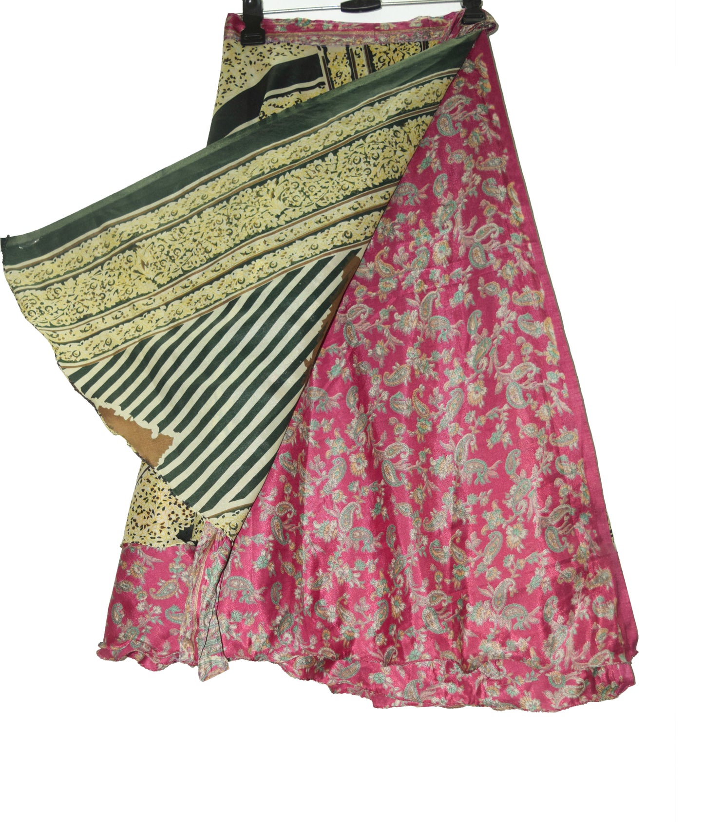 Sushila Vintage Pink Silk Saree Magic Wrap Reversible Skirt Beach Dress Hippie