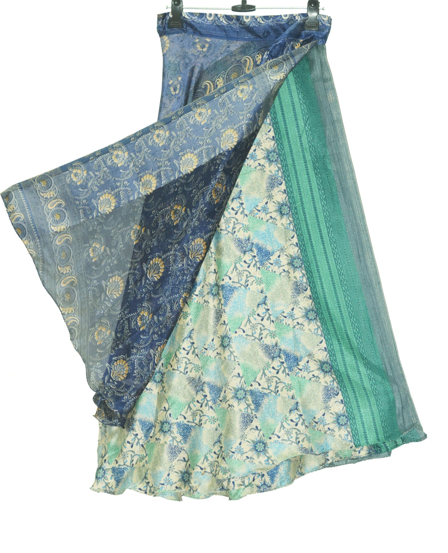 Sushila Vintage Double Layer Silk Saree Magic Wrap Reversible Skirt Beach Dress