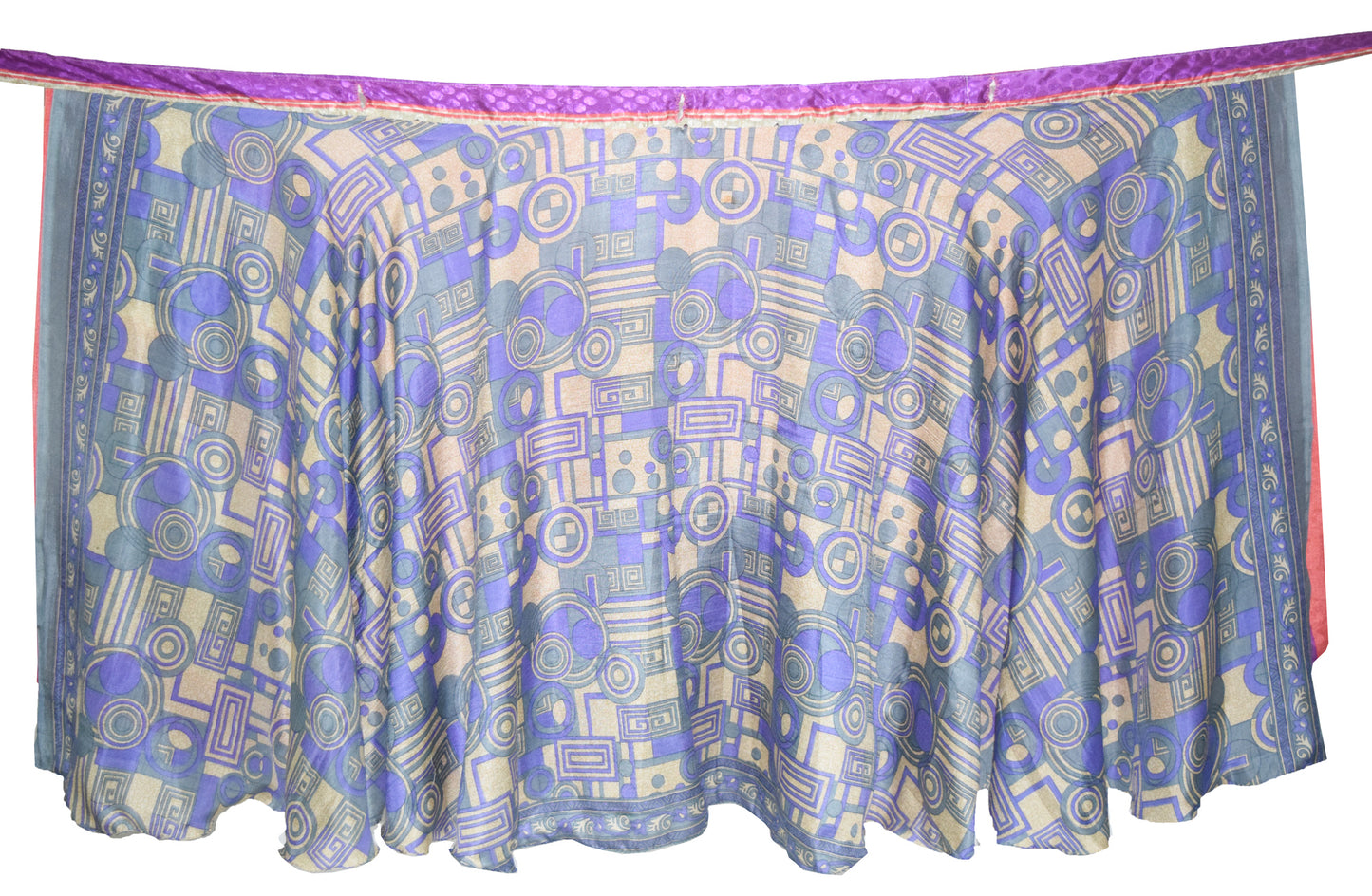 Sushila Vintage Silk Saree Magic Wrap Reversible Skirt Beach Dress Double Layer