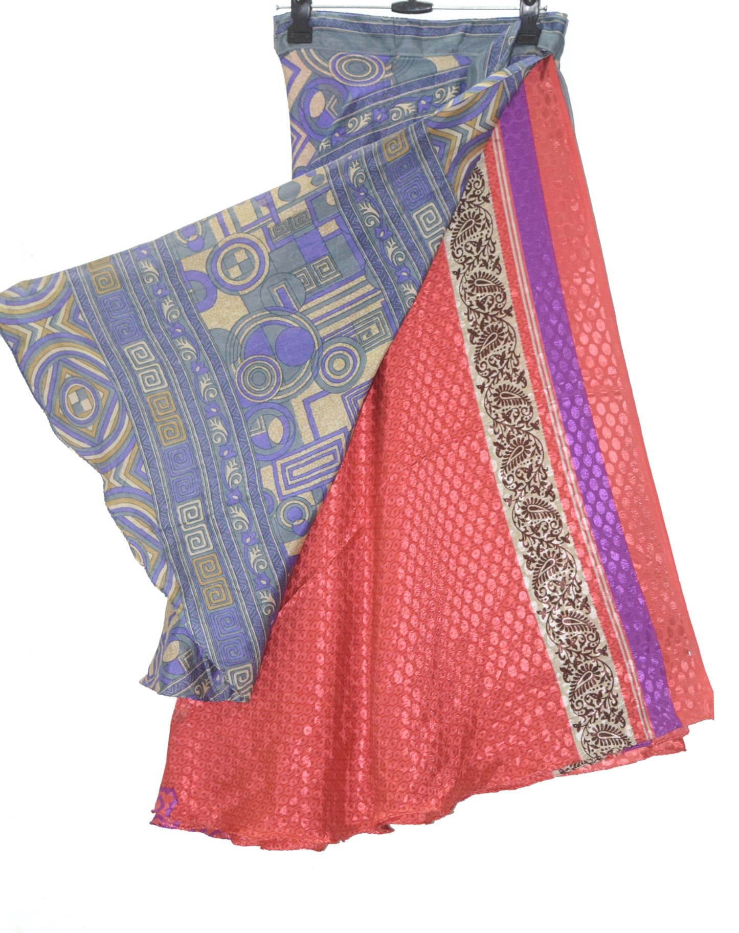 Sushila Vintage 2 Layer Silk Saree Magic Wrap Reversible Skirt Beach Dress Boho