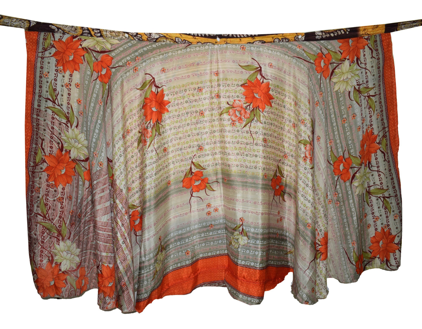 Sushila Vintage Silk Saree Magic Wrap Reversible Skirt Floral Boho Beach Dress