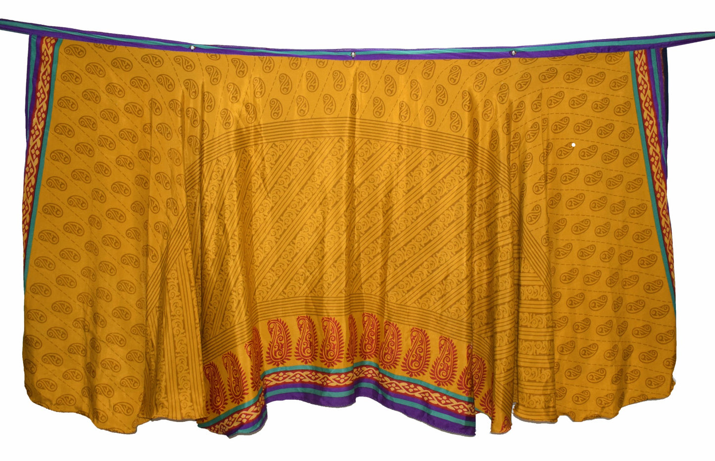 Sushila Vintage Mustard Silk Saree Magic Wrap Reversible Skirt Beach Dress Boho