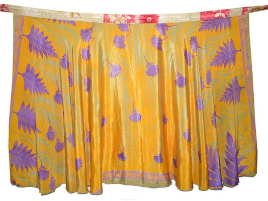 Sushila Vintage Floral Silk Saree Magic Wrap Reversible Skirt Beach Dress Hippie