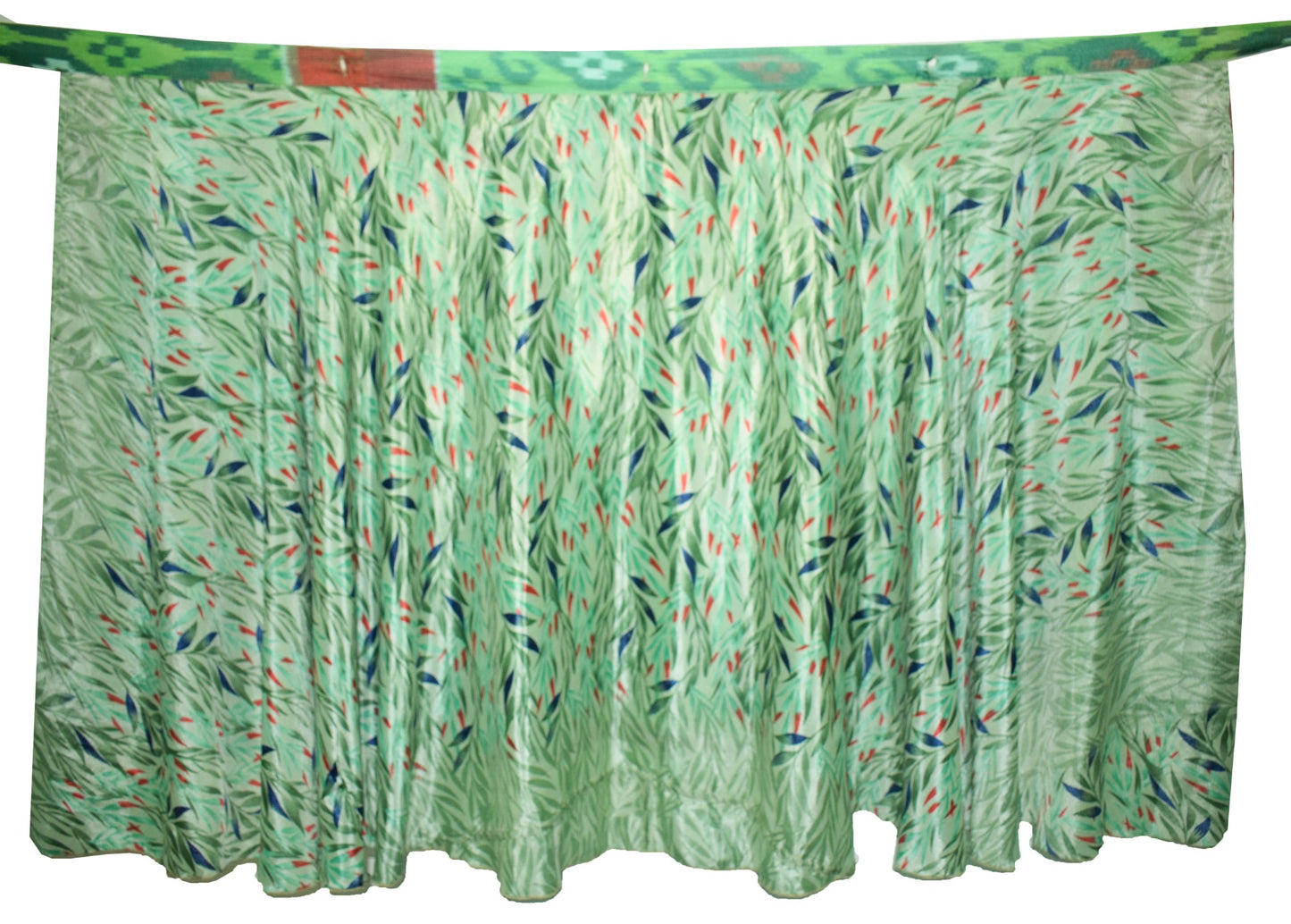 Sushila Vintage Green Silk Saree Magic Wrap Reversible Skirt Beach Dress Hippie