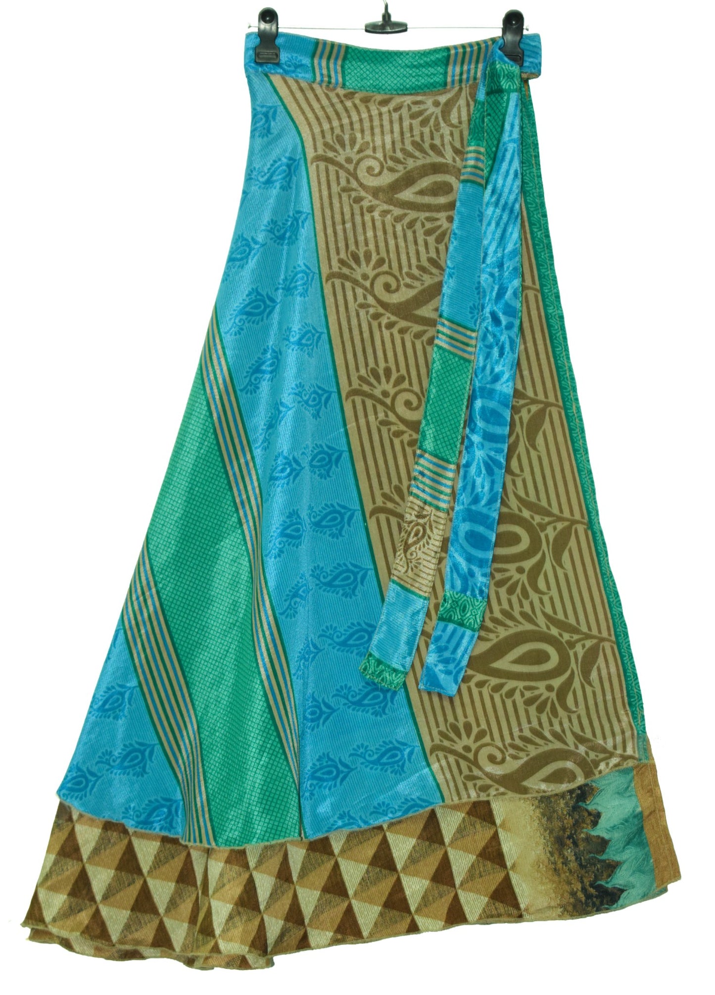 Sushila Vintage 2 Layer Silk Saree Magic Wrap Reversible Skirt Beach Dress Boho