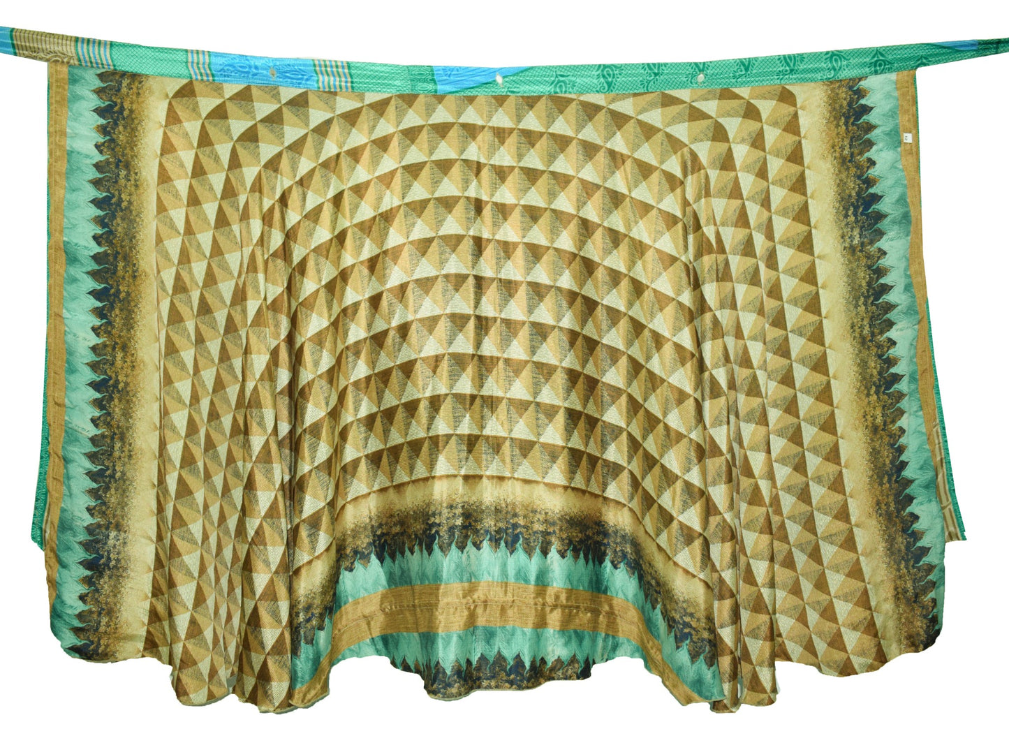 Sushila Vintage 2 Layer Silk Saree Magic Wrap Reversible Skirt Beach Dress Boho