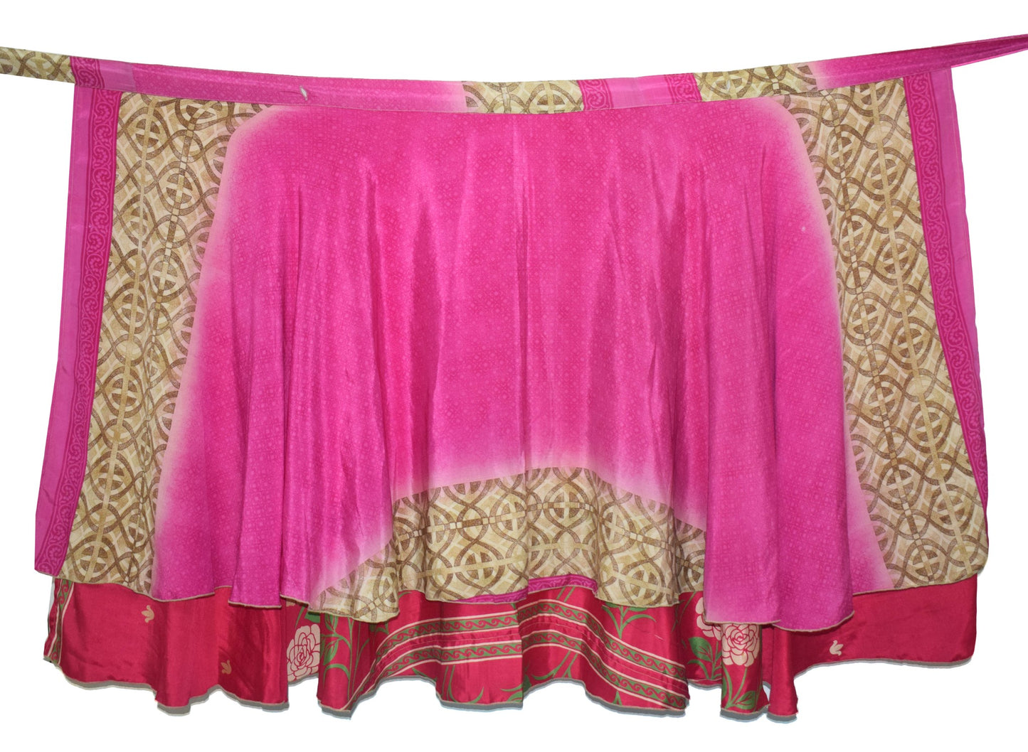 Sushila Vintage Magenta Silk Saree Magic Wrap Reversible Skirt Beach Dress Boho