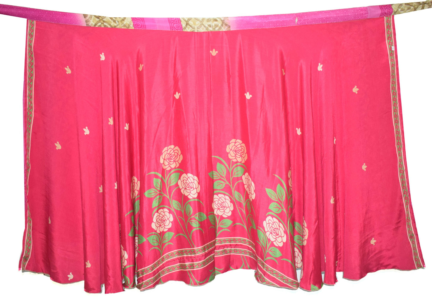 Sushila Vintage Magenta Silk Saree Magic Wrap Reversible Skirt Beach Dress Boho