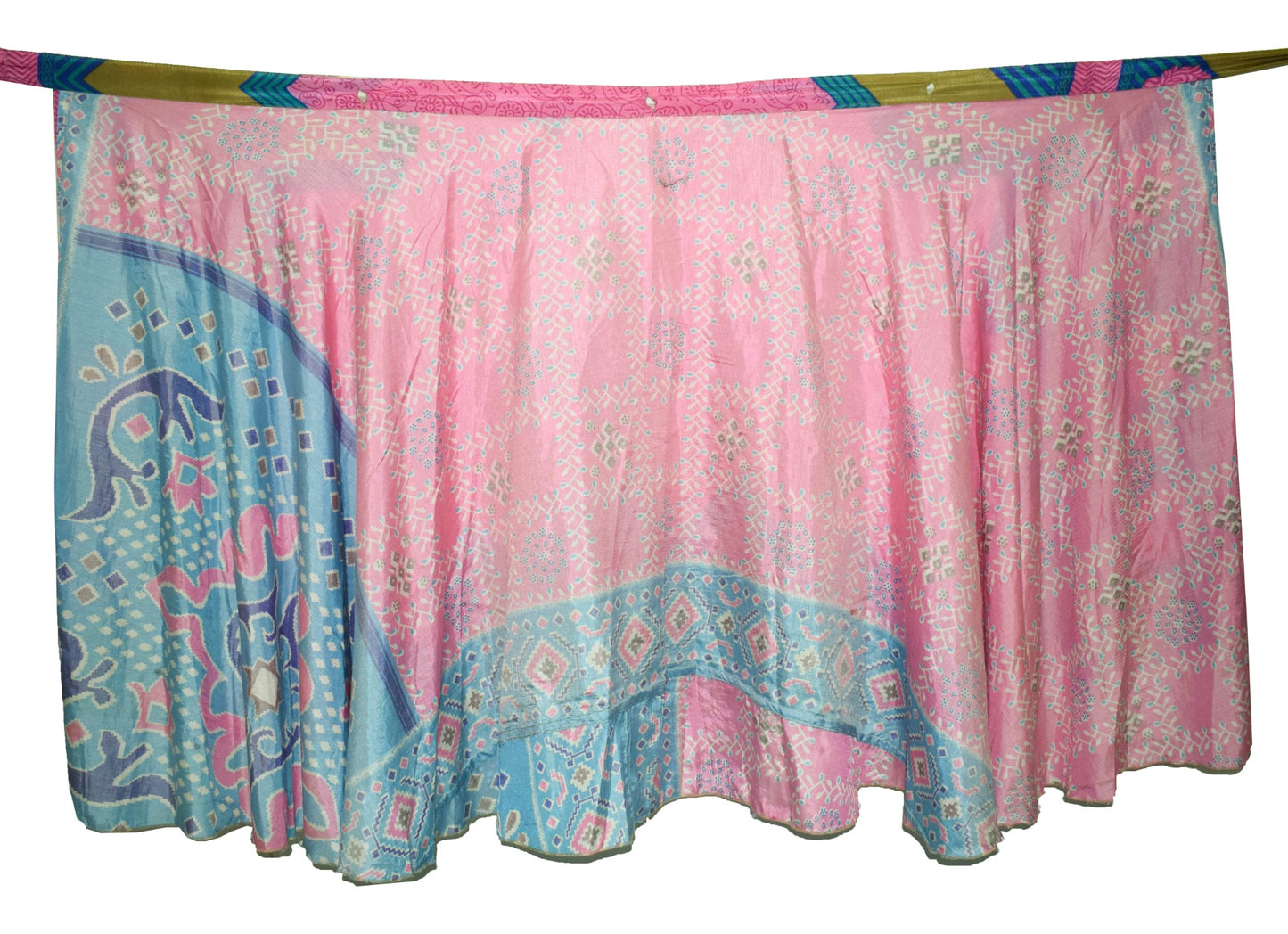 Sushila Vintage Pink Silk Saree Magic Wrap Reversible Skirt Beach Dress Handmade