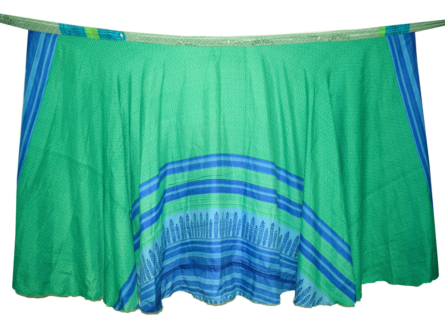 Sushila Vintage Green Silk Saree 2Layer Magic Wrap Reversible Skirt Beach Dress