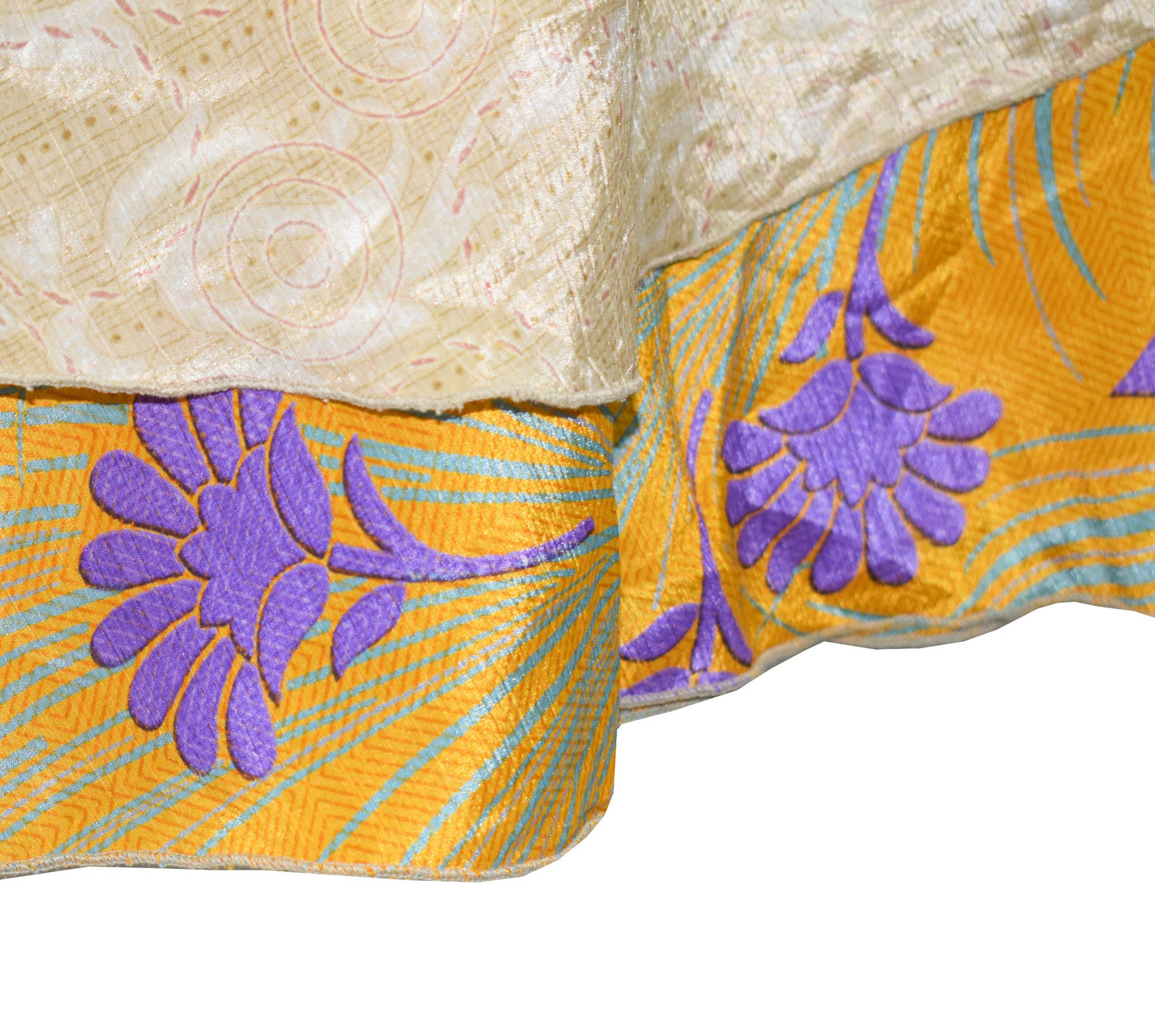 Sushila Vintage Mustard Silk Saree Magic Wrap Reversible Skirt Beach Dress Boho