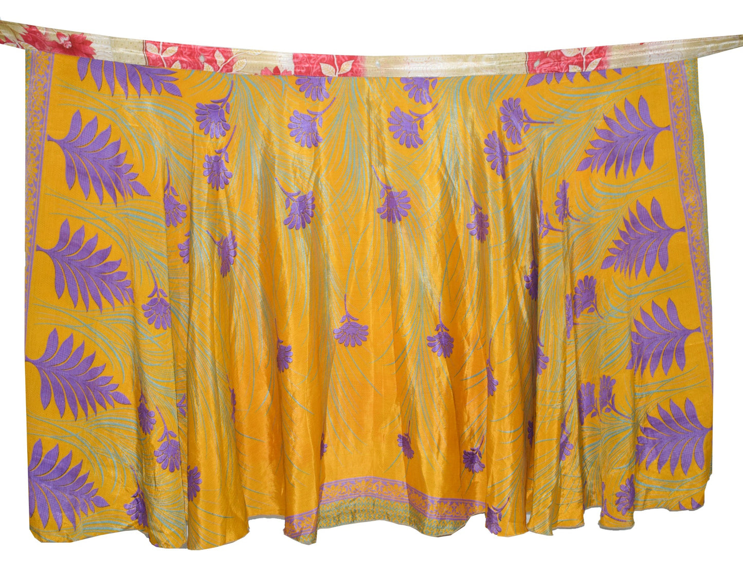 Sushila Vintage Mustard Silk Saree Magic Wrap Reversible Skirt Beach Dress Boho