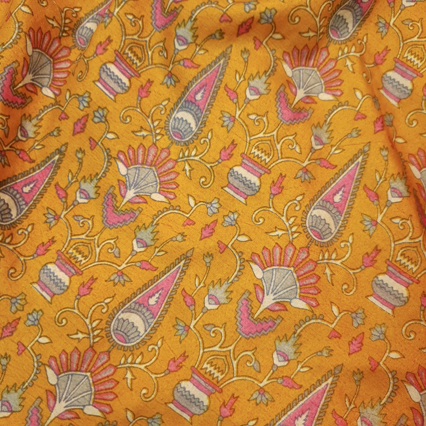 Sushila Vtg Bright Orange Silk Saree Magic Wrap Reversible Skirt Beach Dress