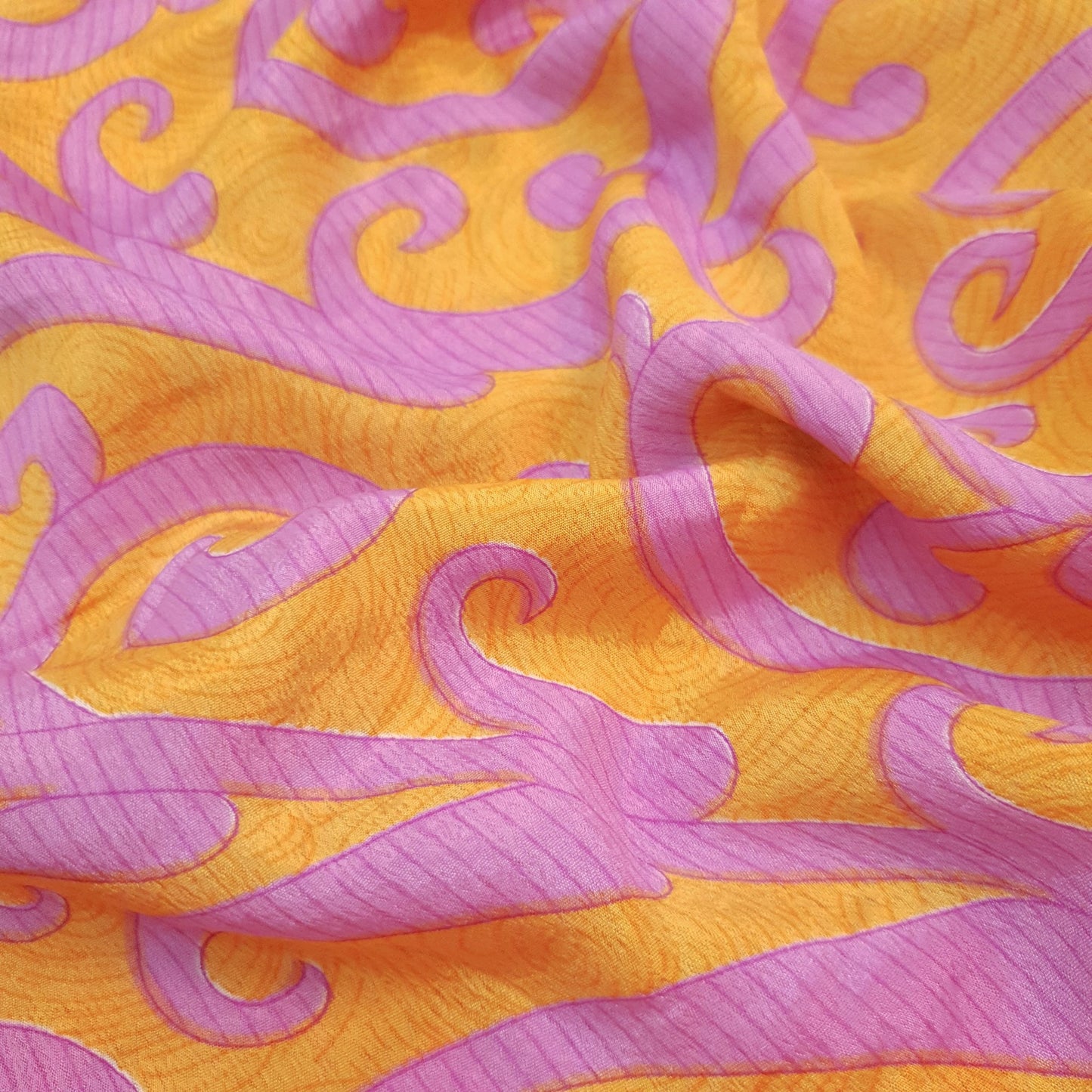 Sushila Vtg Bright Orange Silk Saree Magic Wrap Reversible Skirt Beach Dress