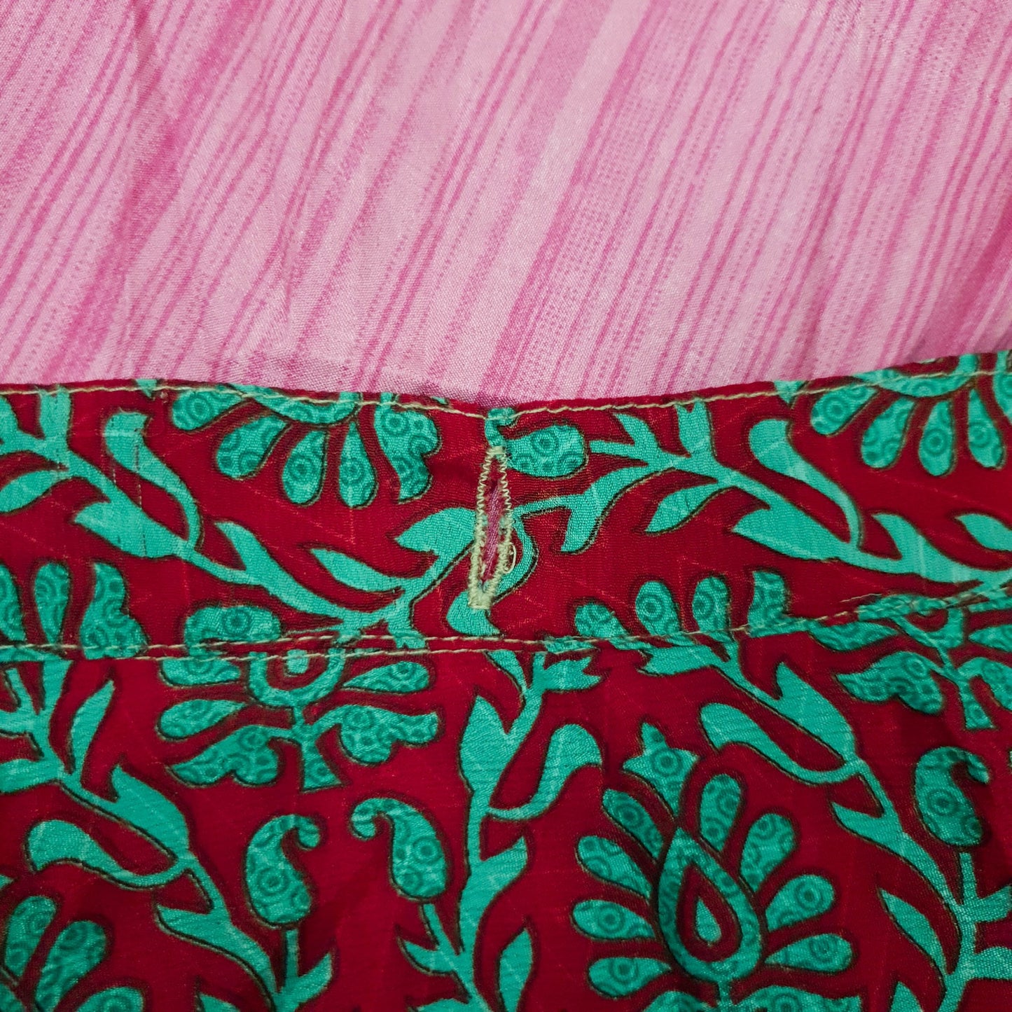 Sushila Vintage Red Pink Silk Saree Magic Wrap Reversible Skirt Beach Dress Boho