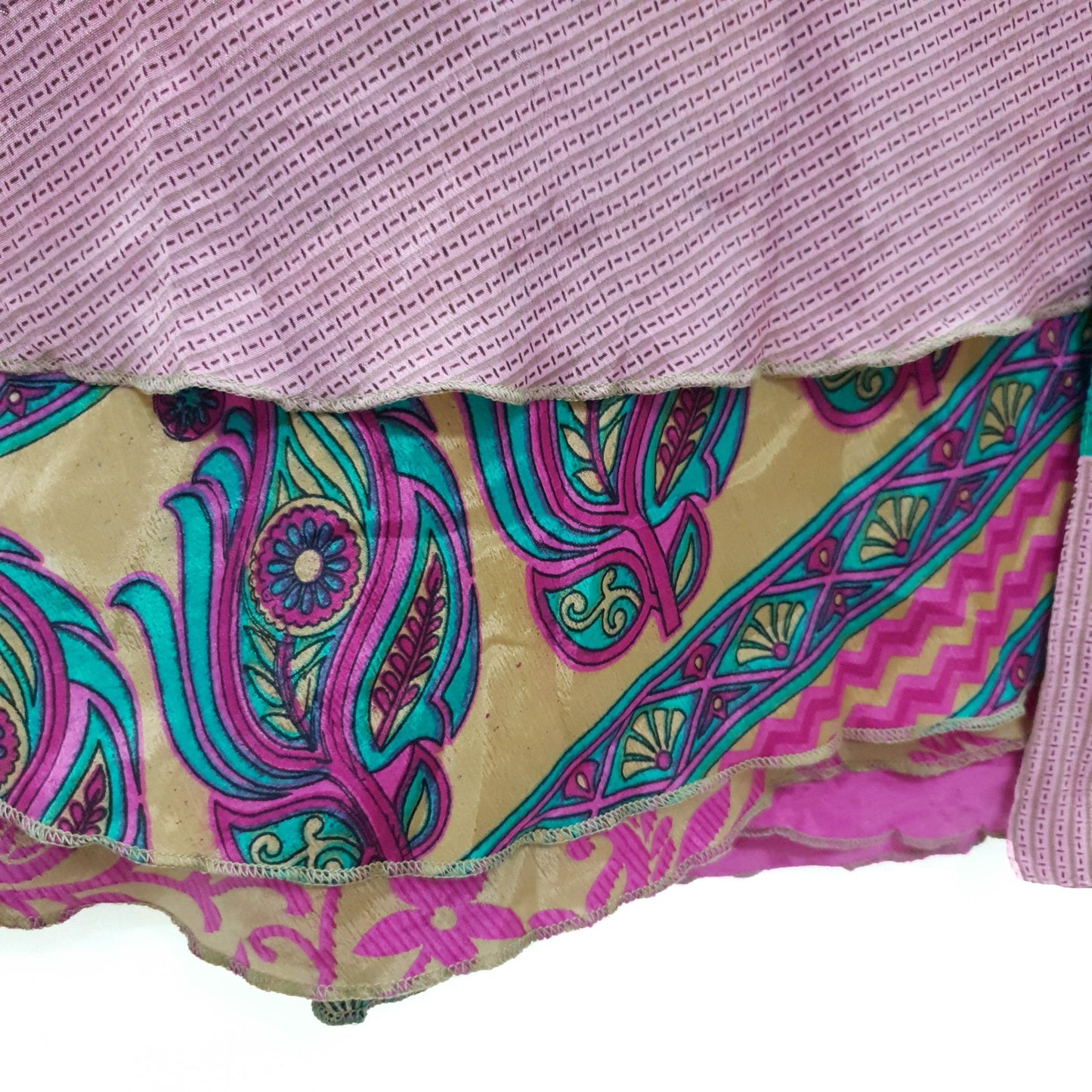 Sushila Vintage Silk Saree Magic Wrap Reversible Skirt Handmade Beach Dress Boho