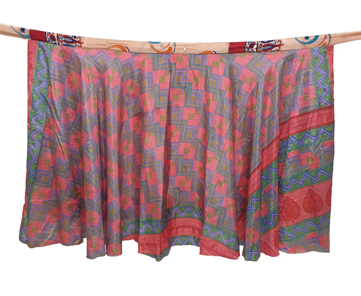 Sushila Vintage Paisley Silk Saree Magic Wrap Reversible Skirt Beach Dress Boho