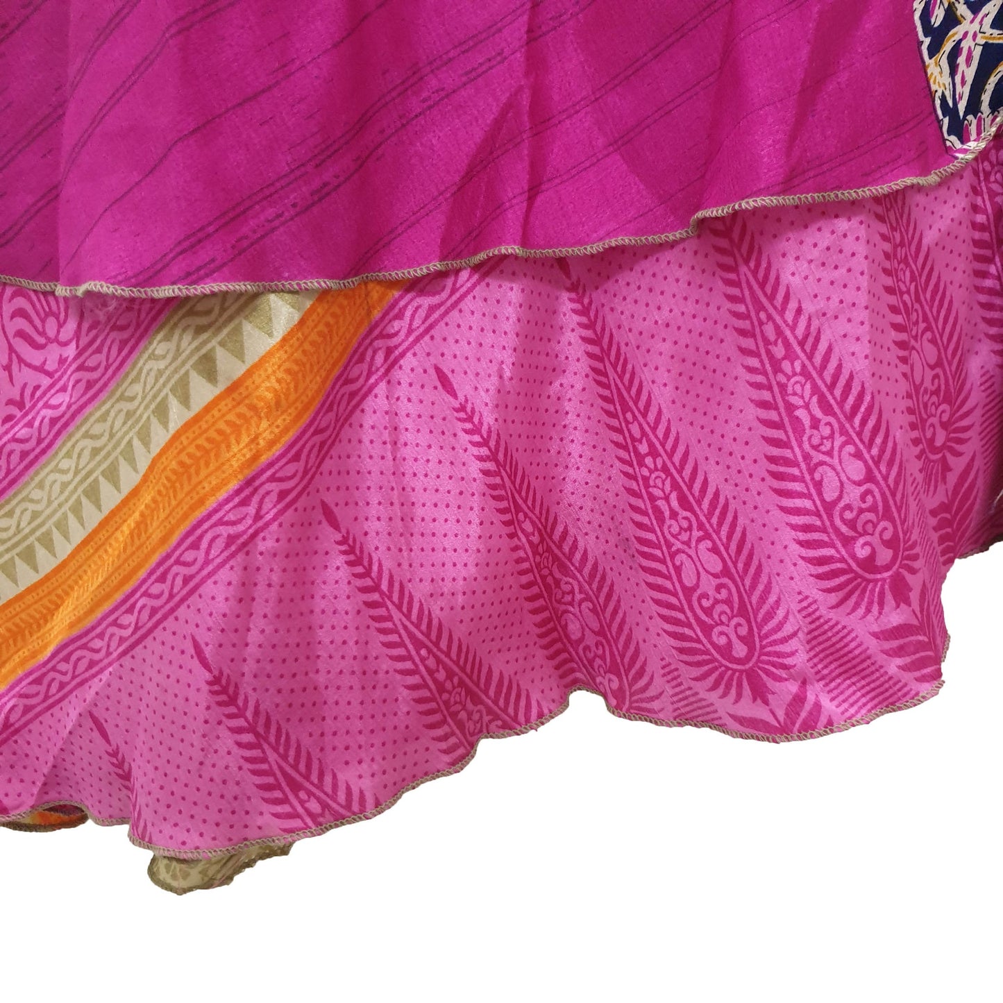 Sushila Vintage Magic Wrap  Dark Pink Silk Saree Reversible Skirt Beach Dress