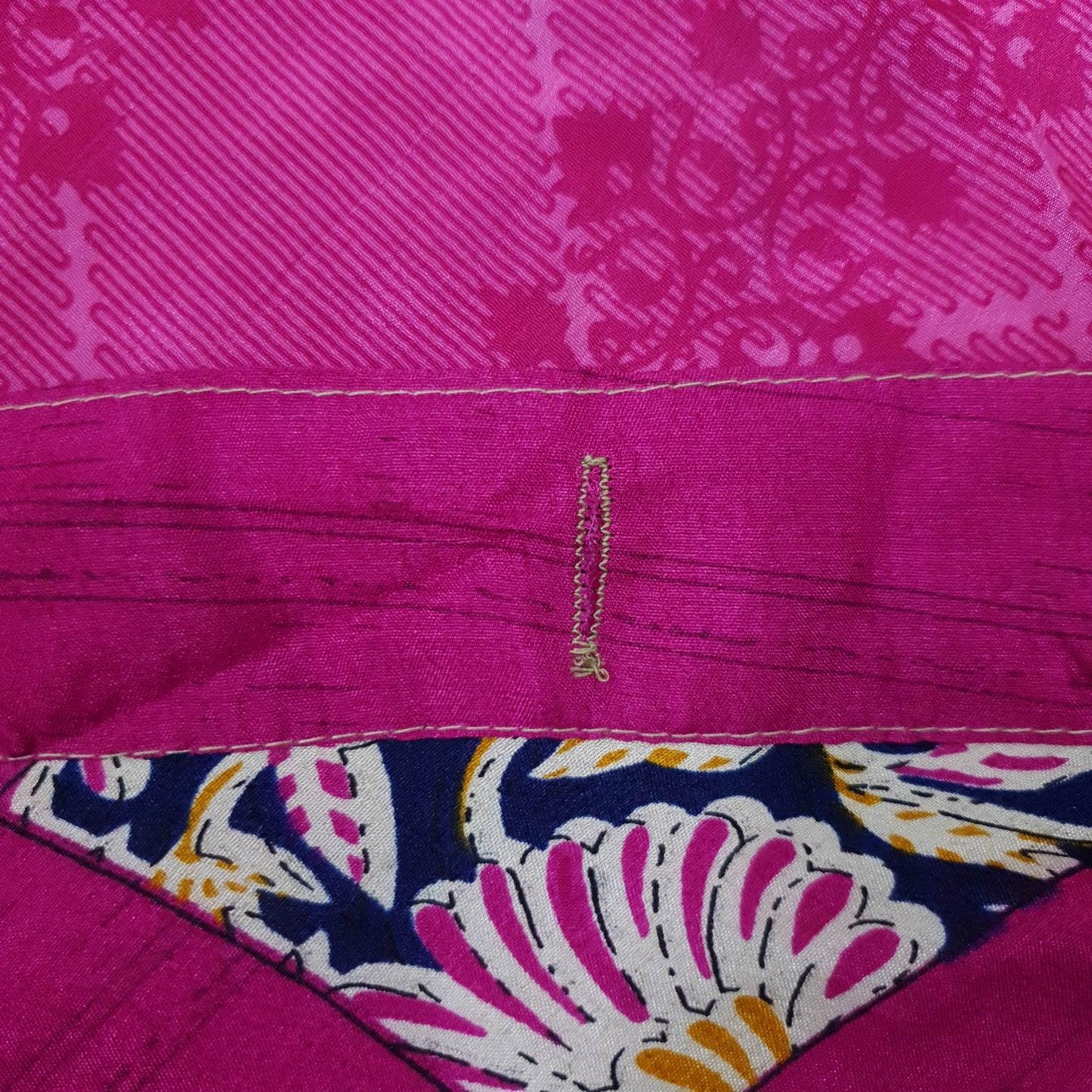 Sushila Vintage Magic Wrap  Dark Pink Silk Saree Reversible Skirt Beach Dress