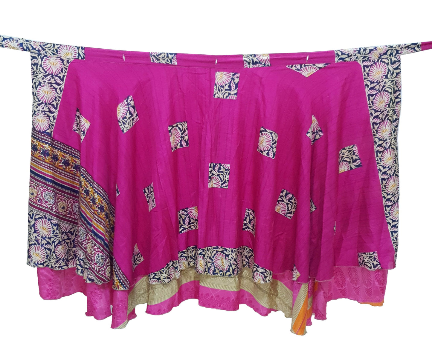 Sushila Vintage Magic Wrap  Dark Pink Silk Saree Reversible Skirt Beach Dress