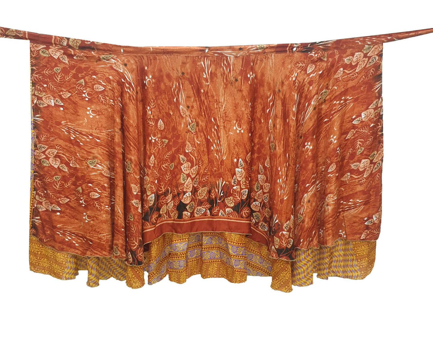 Sushila Vintage Rust Silk Saree Magic Wrap Reversible Skirt Beach Dress Handmade